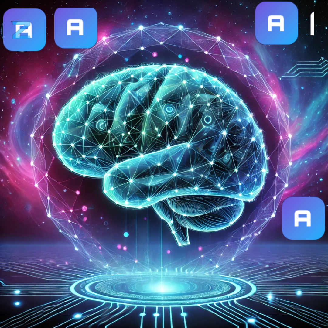 Futuristic brain and blockchain interface